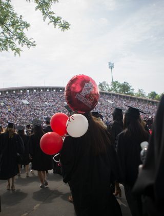 2017 Commencement Weekend: Students enter Schoellkopf Stadium at Cornell's 149th Commencement